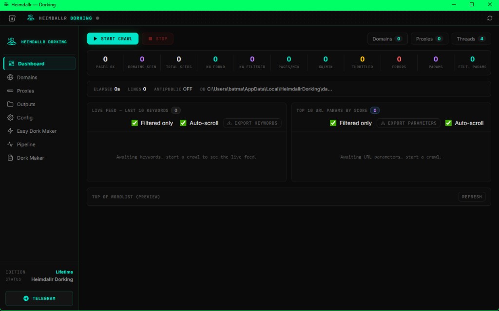 HeimDork live crawl dashboard